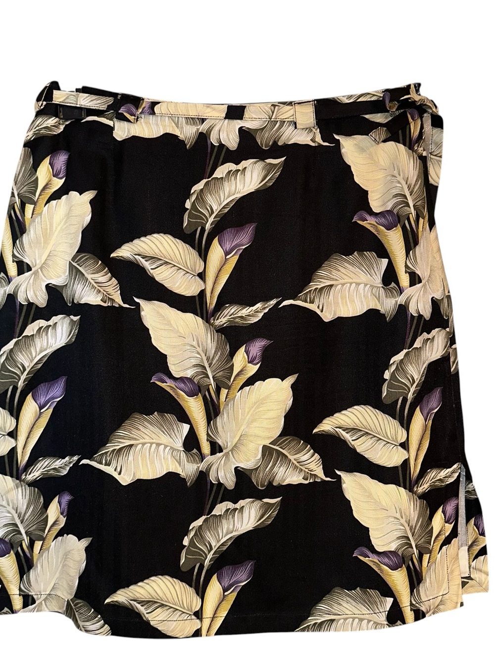 Tommy Bahama Vintage Y2K Silk Skirt 10 Tropical Foliage Resort Beach Hawaii